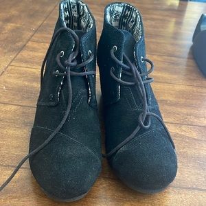 TOMS black suede booties